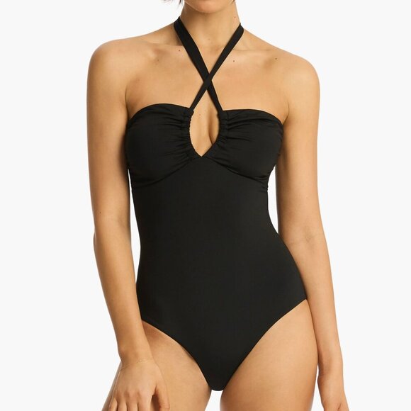 Sea Level Australia Essentials Halter One Piece Swimsuit in Black Size 6 - Picture 1 of 7